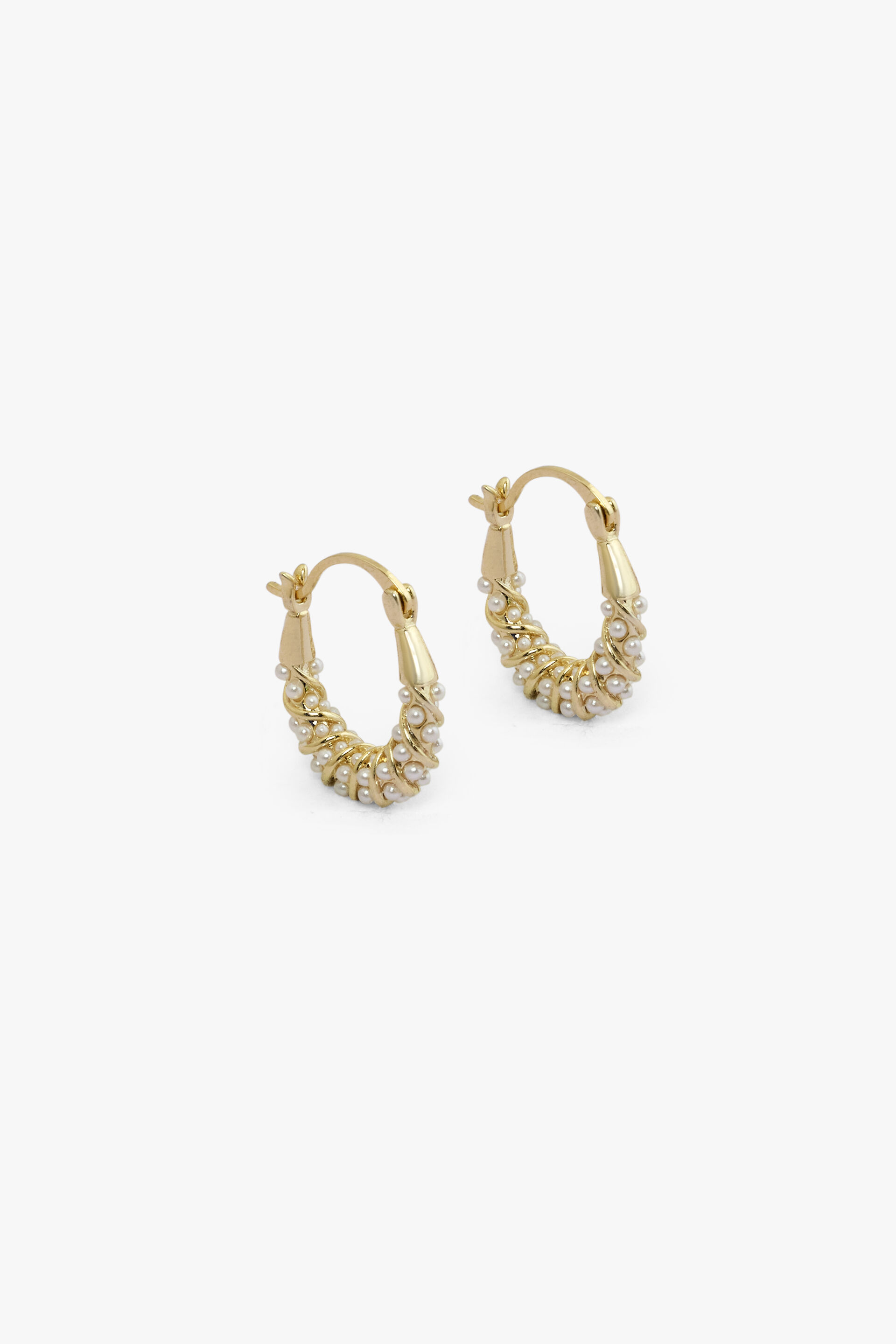 Encrusted Pearl Hoops, , image 2